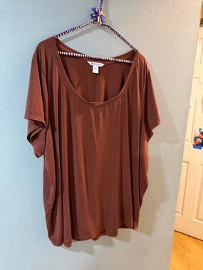 Athleta Scoop Neck Short Sleeve Top - Rust Brown